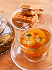tea with waffles