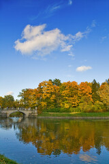 bridge under autumn cloud