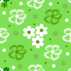 Abstract seamless floral green pattern