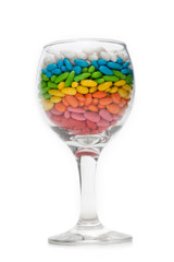 Transparent glasses with colour sweetmeat