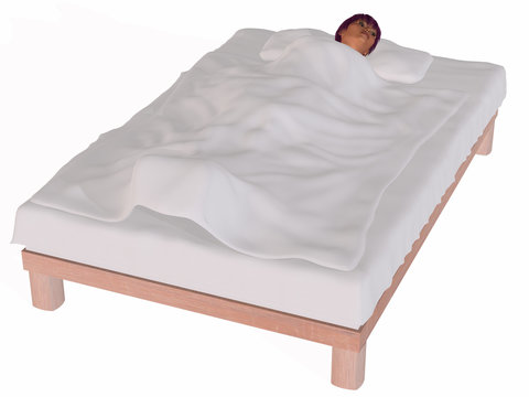 Bettzeit - 3D Figur auf einem Bett