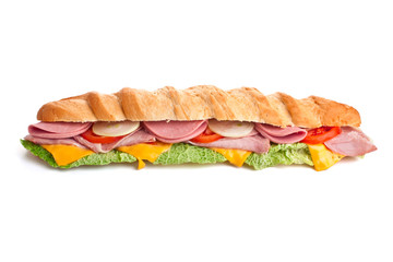 long white wheat baguette sandwich