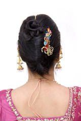 Naklejka premium Hair Style Of An Indian Woman