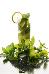 Mojito cocktail isolated on white