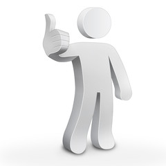 3d character man showing thumbs up