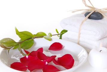 Rose Spa With Towels and Candle