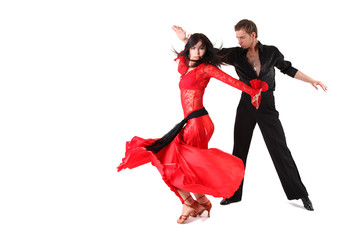 dancers in action isolated on white