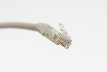 Network RJ-45 plug on a white background