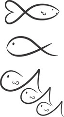 Dreiteiliges Set: Fische (Symbol, Christentum, Tierkreiszeichen)