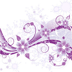 Violet Grunge Floral Background