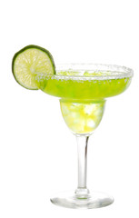 lime margarita with a slice of lime