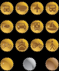 Transportation Gold Stickers