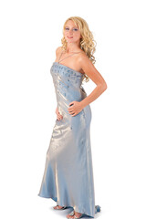 Blond girl in evening dress