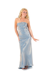 Blond girl in evening dress