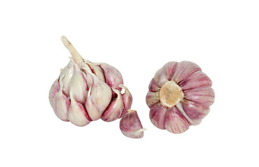 Garlic and cloves isolated on white background