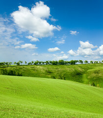 beautiful spring landscape and cloudy sky