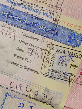 passport with kenyan visa and stamps