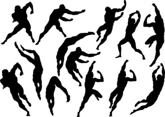 jumping and running man silhouettes