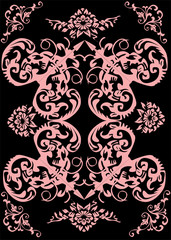 flower pink on black decoration