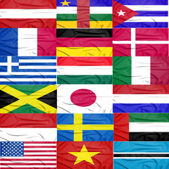 Fototapeta na wymiar large group of flags