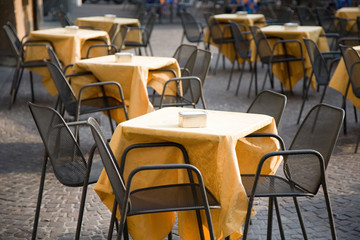 Cafe tables outdoors