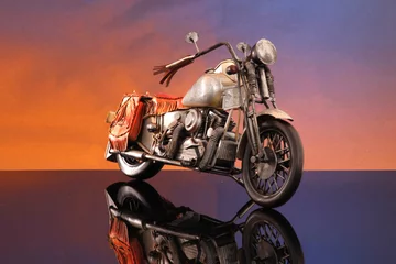 Tuinposter Zonsondergang motorfiets © redav
