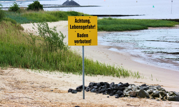 schild badeverbot an der weser