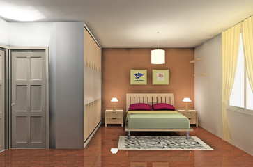 a kind of bedroom design by computer