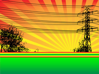 Hydro Tower and Trees Vector Scene