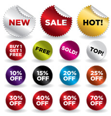 set of vector round stickers for retail and other use VOL. 4