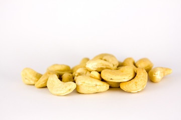 Cashew nuts isolated on the white background