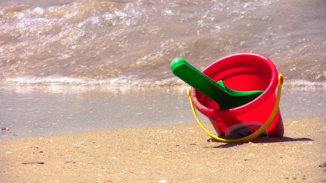 bucket on beach