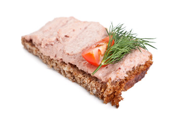whole wheat bread sandwich with liver pate