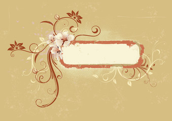 Vector illustration of Grunge Floral Decorative frame