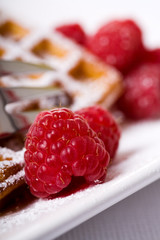 waffles and raspberries