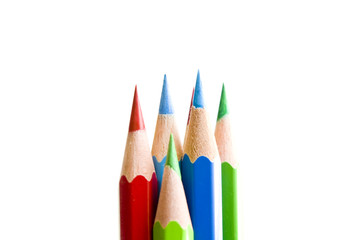 Color pencils on white background