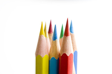 Color pencils on white background