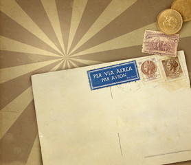 Retro background with postcard