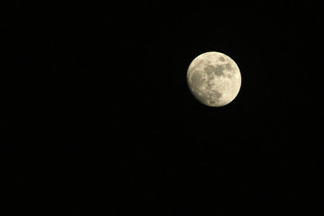 Almost full moon against a dark sky
