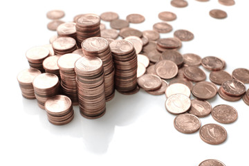 coins  on white background