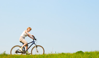 Fototapeta na wymiar girl relax biking