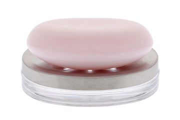 rosa Seife mit Seifenschüssel