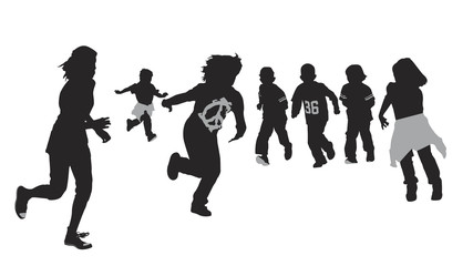 excited kids running, vector illustration - 13931298