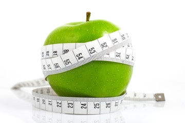 Green apples measured  the meter, sports apples
