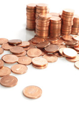 coins  on white background