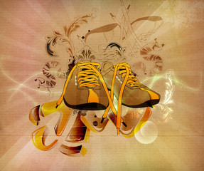 Retro Wallpaper with sports shoes