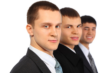 Three businessmen,  parody to Marx, Engels and Lenin