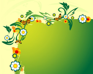 Green floral banner