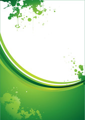 Green vector background with ink blots