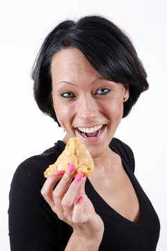 Girl Eating Samosa